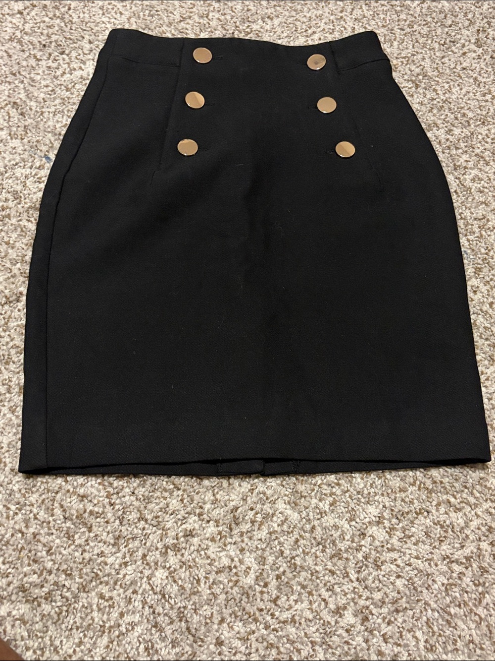 H&M Black Button-Detail pencil Skirt